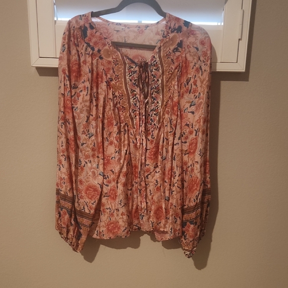 Elegant Floral Lace-Up Women's Top Blouse - Picture 1 of 3